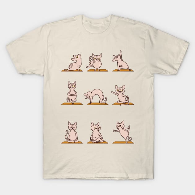 Sphynx Cat Yoga Cat T-Shirt by huebucket